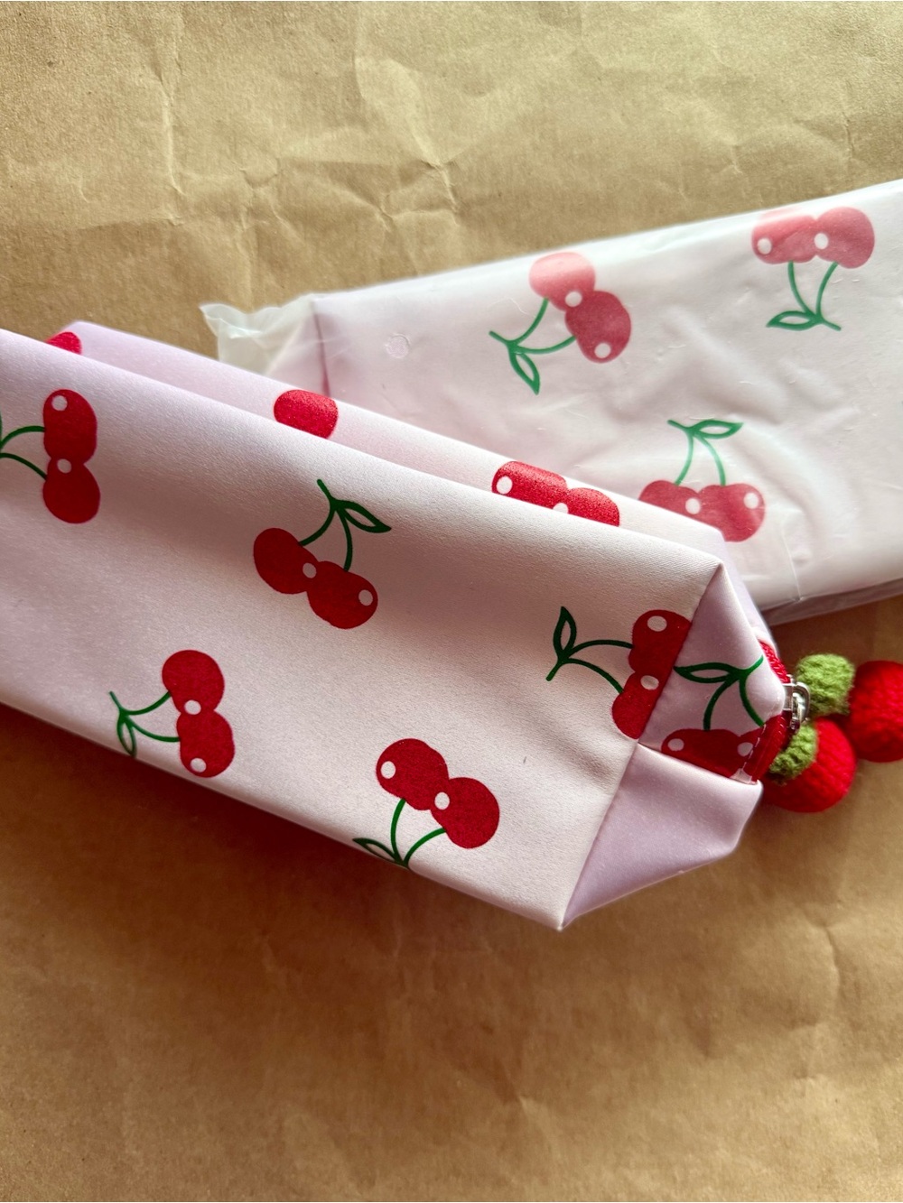 Pink Cherry Print Makeup Bags (2)